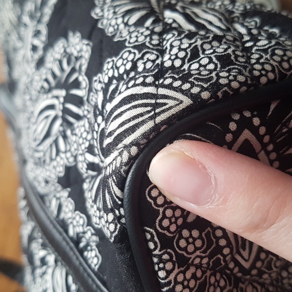 Vera Bradley Black White Floral Quilted Tote Bag with Zipper - Picture 12 of 16